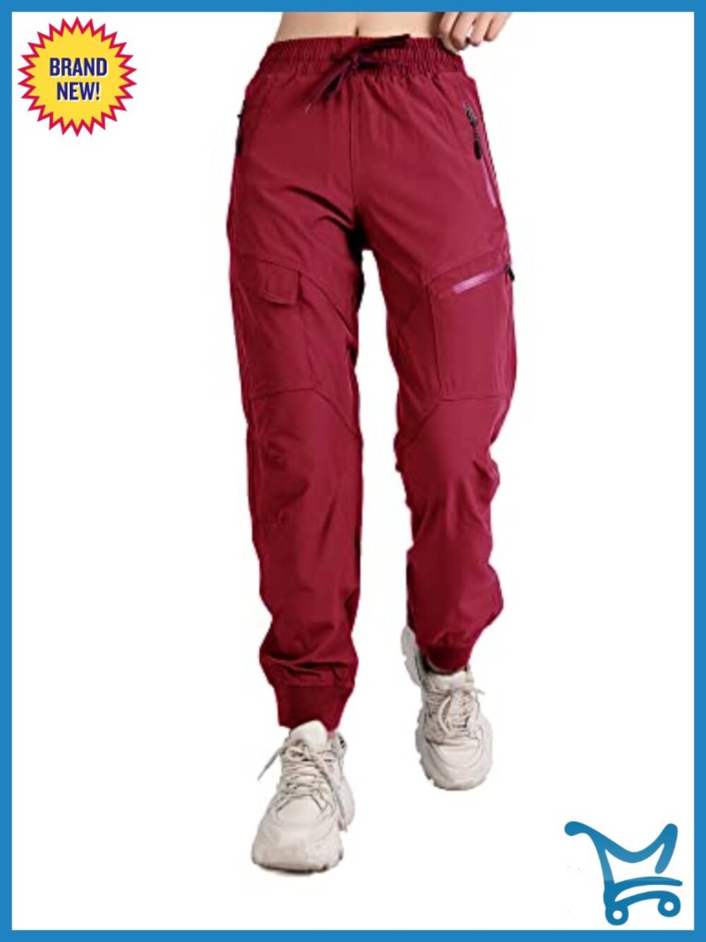 Women's Athletic Hiking Cargo Joggers Lightweight Quick Dry UPF 50 Zipper